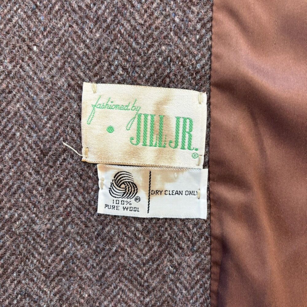 Vintage Jill Jr Womens Herringbone Wool Coat Size M/L 60s Union Made USA Classic - Picture 13 of 16
